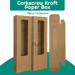 FMP Kraft Box with Window Box for Giveaways or Gifting Packaging 10pcs Corkscrew Kraft Box