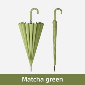 16Ribs Umbrella With Curved Handle And Automatic Long Handle Japanese Umbrella For Sunshade And Rain