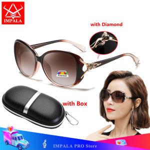 IMPALA PG102L Women Luxury Diamonds Sunglasses Real Polarized Lens 100% Anti UV Anti Glare High Quality TAC Lens with Box