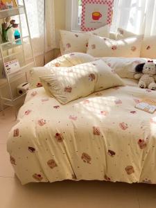 a Super Soft Skin-Friendly Baby Grade Washed Cotton Single Duvet Cover Four-Piece Set 100% Thickened Student Dormitory Three-Piece Set LZD