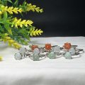 Nhẫn Khấu Bình An Ngọc Cẩm Thạch Bọc Bạc 925. 