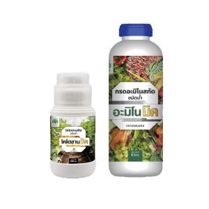 เทพมงคล เซ็ตคู่ อะมิโนมิค อาหารเสริมพืชทางใบ กรดอะมิโนสกัดเข้มข้น ชนิดน้ำ ขนาด 1000 ซีซี คู่ ไคโตซานมิค ไคโตซานสำหรับพืช เสมือนวัคซีนพืช ชนิดน้ำ ขนาด 500 ซีซี