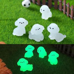 CANICECA 4 Pcs Cartoon Luminous Dog Figurine Glowing Cute Puppy Potted Plant Ornament Funny Mini Dog Desktop Decoration Shoe Accessories