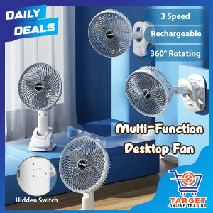Portable Clip Fan Adjustable Head Rechargeable USB Mini Desk Fan Silent Strong Wind / Kipas Klip Mudah Alih USB