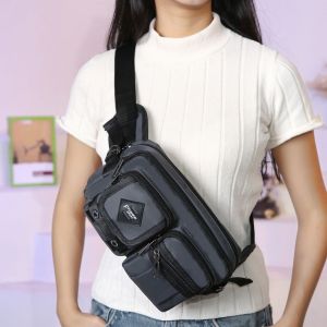 ANGY หลายช่อง กระเป๋าคาดเอวผู้ชาย ความจุขนาดใหญ่ ป้องกันน้ำ กระเป๋าคาดหน้าอก แฟชั่น น้ำหนักเบา กระเป๋าคาดเอวสำหรับกีฬา ผู้ชาย