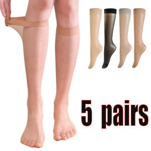 5pair/lot Women Ultra-thin Nylon Stockings Transparent Elasticity Ladies Knee Socks High Quality Long Socks for Girls Stocking