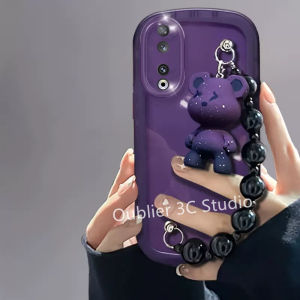 Casing Honor 90 Lite Honor90 Lite X9 X9a 70 50 5G 4G Phone Case Hot Deals New Design Purple Black Bulldog Bear Bracelet Pendant Silicon Transparent Soft Cover 2023