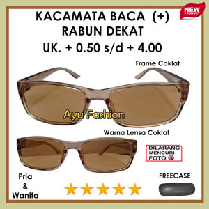Kacamata Baca Plus Lensa Anti silau Matahari Full Rabun Dekat Cocok Untuk Pria Wanita Orangtua Dewasa Ready Ukuran +0.50 sampai +4.00  - FREE CASE