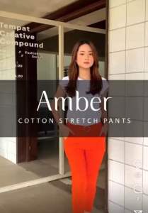 AMBER COTTON STRECH PANTS / CELANA RING CASUAL BASIC KATUN MELAR KEKINIAN VIRAL 7190