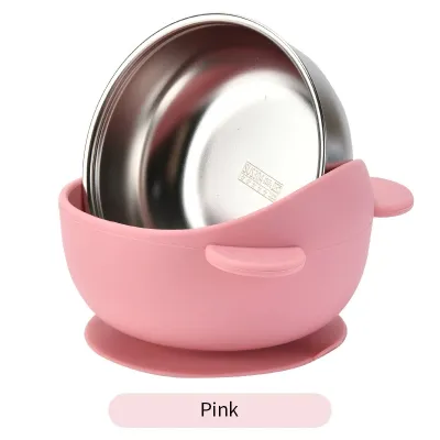 Turtle Baby Stainless Steel Bowl Silicone Heat Insulation Suction Anti-overflow Baby Tableware