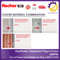 FISCHER DUOPOWER Expansion Wall Plug with Screw Set, 18PCS/ BOX, 5x25MM, Easy installation for home uses, 534996. 