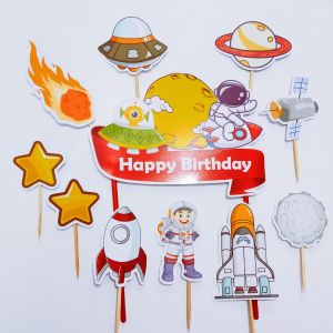 Topper Kue Custom Karakter Astronot (Gratis Tambah Nama) untuk Dekorasi / Hiasan Cake Ultah Anak
