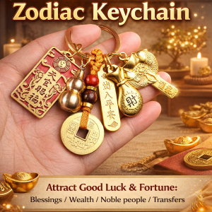 12 Chinese Zodiac Keychain Birth Year Lucky Charm Pendant Heaven Officials Blessing Attract Wealth and Treasures 十二生肖钥匙扣
