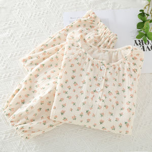 Sleepwear Co 100% Cotton Pyjamas Woman Pajamas Women Set Long Sleeve Round Neck Baju Tidur Wanita Cotton Piyama Tidur Wanita Lengan Panjang 睡衣裤套装女