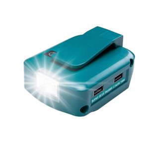 100% Makita ตัวแปลงแบตเตอรี่ USB คู่2พอร์ตสูทสำหรับ Makita 14.4V/18V ADP05ตัวแปลงแบตเตอรี่แบตเตอรี่ลิเธียมที่ชาร์จ USB คู่ไฟ LED DC