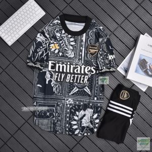Áo Đá banh Arsenal 2024 - Bộ Quần Áo Bóng Đá CLB ARS Arsenal đen họa tiết độc đáo mới - Vải gai thái cao cấp