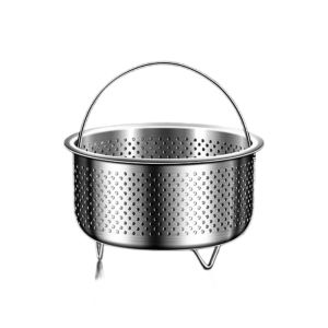 OOC Stainless Steel Food Steamer Rack Water Resistant Food-Grade Rice Steaming Bowl Multi-Function Raised Feet Vegetable Drainer Household Use