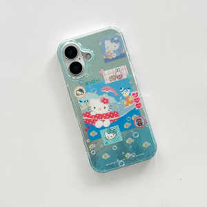 Y2k Girl Ins Summer Blue Oceans HelloKitty Cats for IPhone 16 Promax Phone Case All Inclusive 14 13 Pro 15 Plus Protective Cases