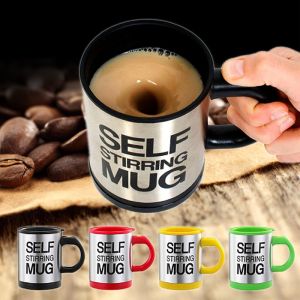 16 oz stainless steel auto stirring coffee mugs milkshake mixing cup with handle