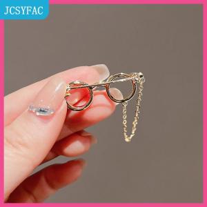 JCSYFAC Creative Glasses Frame Metal Brooches Sunglasses Tassel Chain Lapel Pin Cartoon Backpack Clothes Badges Corsage Fashion Jewelry Gift