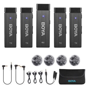 BOYA BY-W4 Wireless Lavalier Microphones for Cameras Camcorder DSLR Computer 7H Battery Life 98ft Transmission Wireless Lapel Mic for Video Recording Vlog Live Streaming