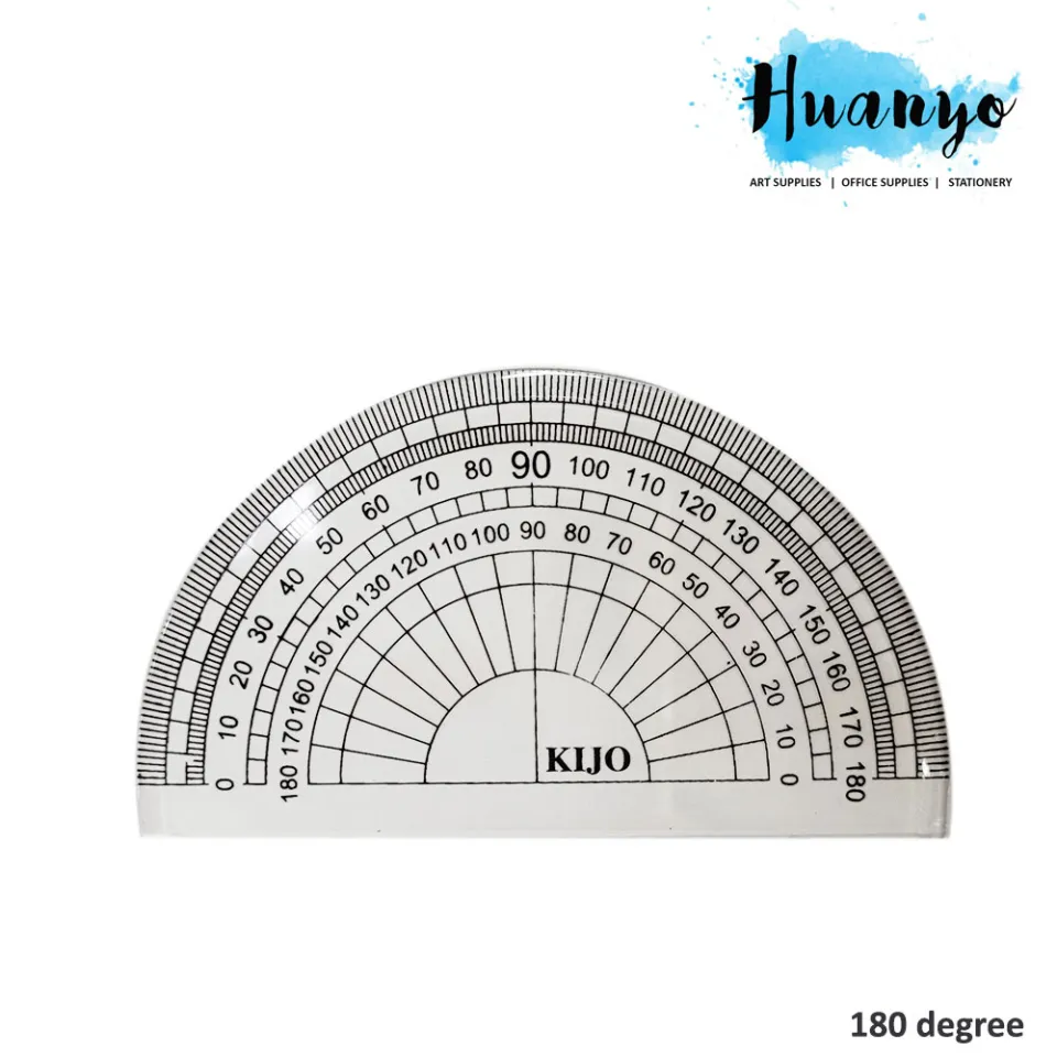 School Smart 0 To 180 Degree Protractor With 4 Inch Ruler, Plastic, Clear, Pack Of 12