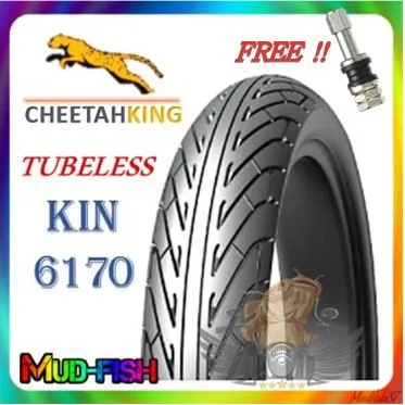 TAYAR CHEETAH KING KIN6170 70/90-17 80/90-17 TUBELESS TYRE RAIN SPORT CORSA + FREE AIR VALVE