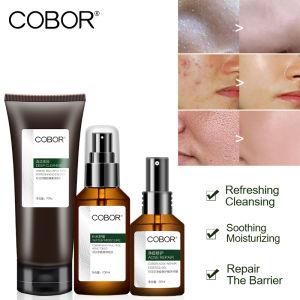 COBOR 3pcs/set Cleansing & Ance Repair Set 1pc Beautiful Face Refreshing Cleanser+1pc Beautiful Face Acne Toner+1pc Acne Repair Essence Gel Lock Water and Moisturize Repair Acne-prone Skin Improving The Roughness of The Skin