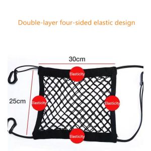 【Ready Stock】Car Interior Trunk Seat Back Elastic Mesh Net  Cage velcro Grid Pocket Holder