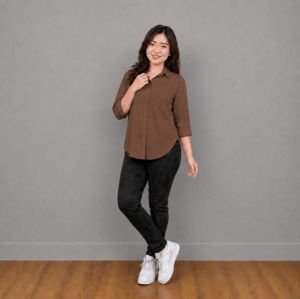 Kemeja Wanita Terbaru Bahan Rayon Twill Premium Halus Lembut Dan Adem Enak Nyaman Dipakai Sehari - Hari