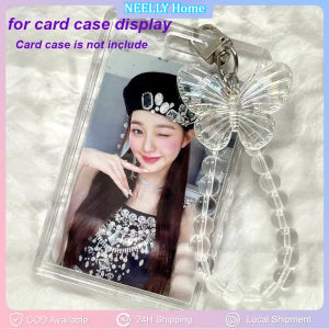 1PC Transparent Butterfly Keychain Beads Badge Holder Accessories Work Pass Bus Card Keys Pendant Waistband Girls Fashion Bracelet