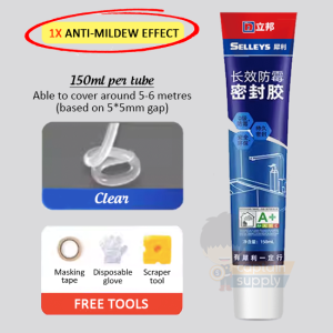 (SG Seller) ★ Nippon Paint x Selleys Anti-MIldew Waterproof Silicone Sealant Glue ★ White Transparent DIY Tube Seal Mould Mold Resistant Clear Grout Gap Filler Sealer Sealing Filling Seaming Agent Seamless Patching Repair Paste Basin Toilet Bowl Sink