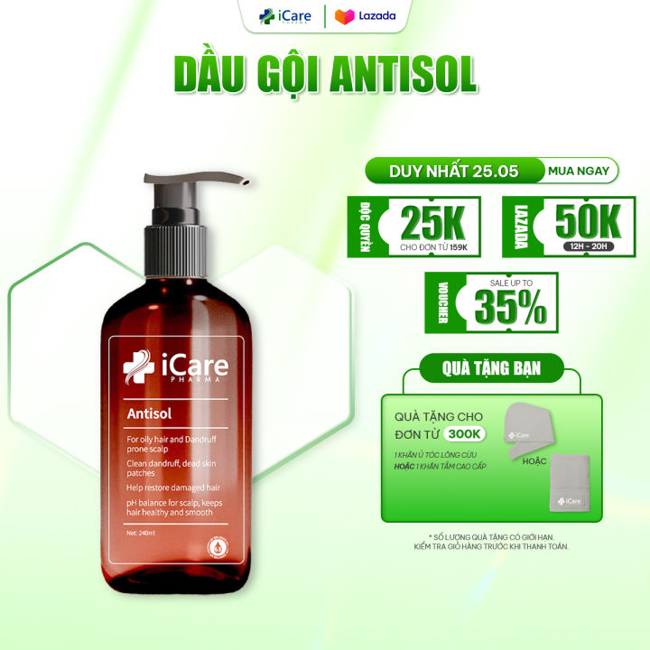 Dầu Gội Hỗ Trợ Trị Gàu Nấm, Ngứa Da Đầu Antisol – iCare Pharma