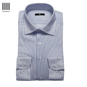 SUIT SELECT 4S Non-iron Shirt (Navy)  เสื้อเชิ้ตสีน้ำเงินลายทาง ซักเครื่องได้ ไม่ต้องรีด รุ่น 4STRBL-2507