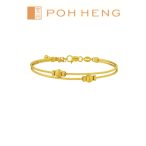 Poh Heng Jewellery 22K Beaded Dual Bangle in Yellow Gold[Price By Weight]