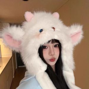 NEXTYOO Cừu Mũ bảo vệ tai bằng vải nhung Chống gió Lông xù Mũ Mông Cổ Dễ thương Dày Mũ giữ ấm mùa đông Thời trang nữ