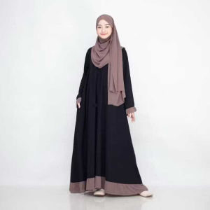 Gamis Abaya Hitam Anak Perempuan 11 12 13 14 15 16 17 Tahun Liyana Syari Set Pashmina Bahan Ceruty Babydoll Full Furing Variasi Rempel Abaya Remaja Aesthetic Hitam Turkey Baju Muslim Anak Kekinian Lebaran 2025 Premium Terbaru