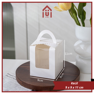 UNISO - BOX CAKE MINI HANDLE DUS KOTAK KUE ULANG TAHUN MIKA PUTIH ROLL CAKE PAPER BOX PACKAGING