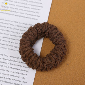 5pcs Coffee High Elastic Hair Rope Thick Towel Scrunchie Hair Ties for Women Girls High Ponytail Headband Fashion Simple Hair Accessory