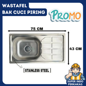 bak cuci piring 75cm Wastafel cuci piring stainless 1 lubang 75x40 cm