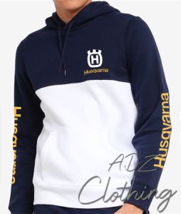Jaket Hoodie Jumper Motor Bahan Kain Flecee Warna Navy Kombinasi Putih Ready Size S/M/L/XL/XXL