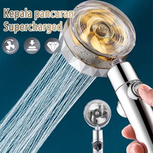 Turbo Fan Shower Head Water Saving High-Pressure Rainfall Propeller AND Jet Shower Head 360 Rotation Toilet Bathroom Accessories