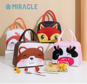 MIRACLE Lunch Bag TAHAN PANAS Tas makan siang motif hewan lucu Bento Tas Penyimpanan kotak makanan Makan Siang serbaguna