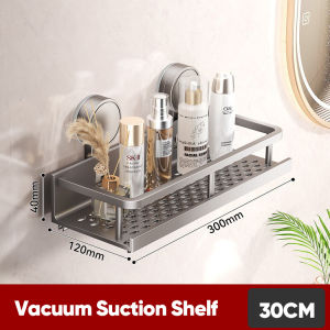 🇸🇬 Suction Cup Bathroom Rack Toilet Storage wall shelf No drill shampoo holder Toilet Rack Wall Organizer Storage Rack Bathroom Shelving