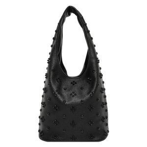 CRNGW สาวเผ็ด กระเป๋าสะพายไหล่แบบรีเวท หมุดโลหะ แบบพังค์ กระเป๋าใต้แขน Y2k ทันสมัย กระเป๋าถือ กระเป๋าถัง คุณผู้หญิง