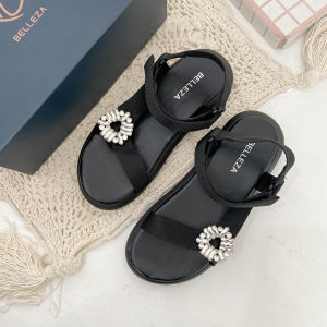 Sepatu Sandal Wanita Wedges Tinggi 3 cm Size 36 - 40 Tidak Licin Model Tali Slip On Sandal Gunung Wanita Tali Crystal Casual Bahan PVC Sandal Wanita Empuk Nyaman Slop Birken Dunkenstock Bellezza Kekinian Premium Terbaru - BELLEZA VIVI