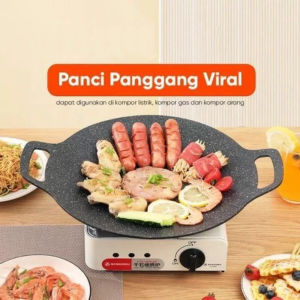 DFANCCIE Wajan Korea Konduksi Anti Lengket Griller Pan Panggang BBQ Grill Panci Korea