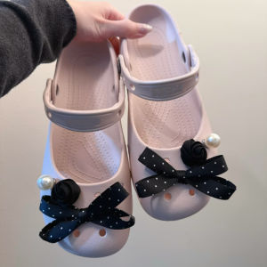Polka Dot Bow Pearl Shoes Accessories Sweet Cute Retro Shoes Decoration Girls Popular Accessories Suitable for Cave Shoes H260729