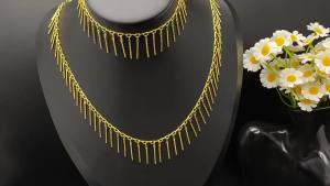 24K Cute tassel necklace for women summer light luxury niche choker exquisite and stylish clavicle chain set 2pcs