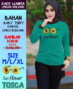 ELNO FASHION Kaos wanita Lengan Panjang bordir kekinian ukuran M L XL